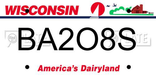 BA2O8S Wisconsin License Plate