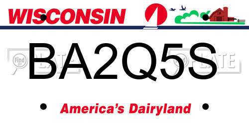 BA2Q5S Wisconsin License Plate