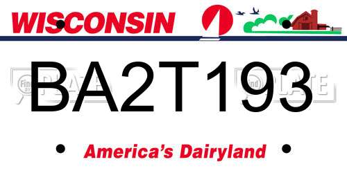 BA2T193 Wisconsin License Plate