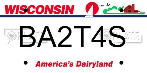 BA2T4S Wisconsin License Plate