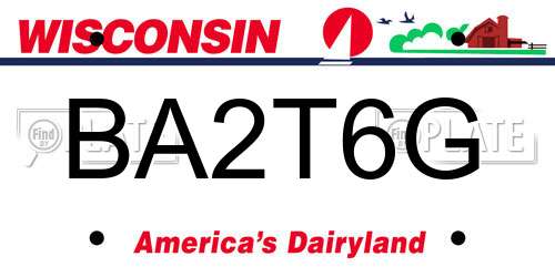 BA2T6G Wisconsin License Plate