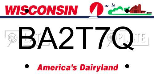 BA2T7Q Wisconsin License Plate