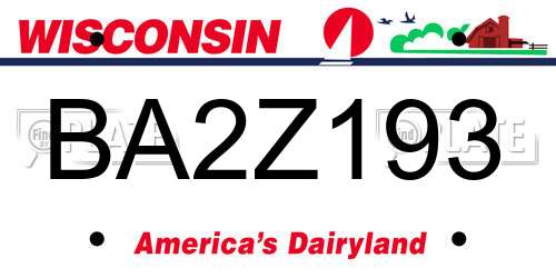 BA2Z193 Wisconsin License Plate