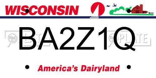 BA2Z1Q Wisconsin License Plate