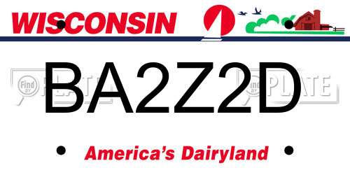 BA2Z2D Wisconsin License Plate