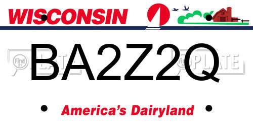BA2Z2Q Wisconsin License Plate