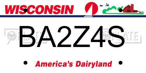 BA2Z4S Wisconsin License Plate