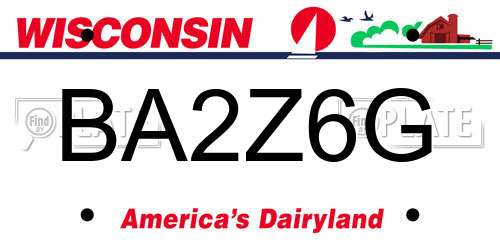 BA2Z6G Wisconsin License Plate