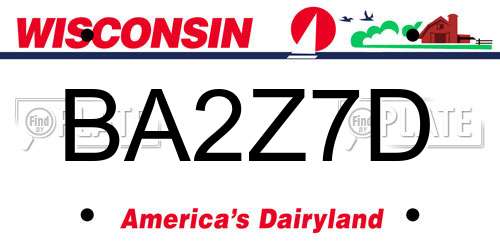 BA2Z7D Wisconsin License Plate