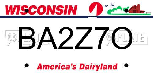 BA2Z7O Wisconsin License Plate