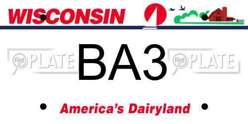 BA3 Wisconsin License Plate
