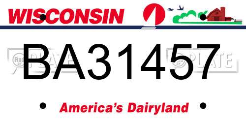 BA31457 Wisconsin License Plate