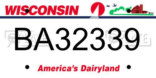 BA32339 Wisconsin License Plate