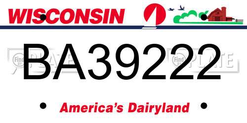 BA39222 Wisconsin License Plate