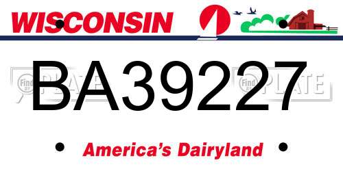 BA39227 Wisconsin License Plate