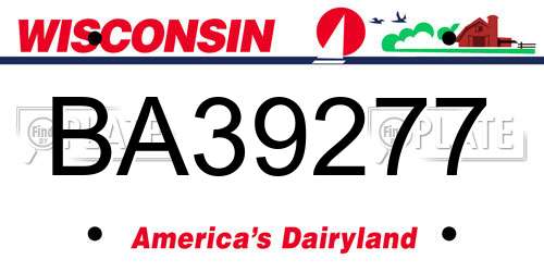 BA39277 Wisconsin License Plate