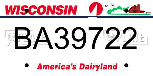 BA39722 Wisconsin License Plate