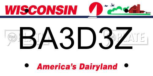 BA3D3Z Wisconsin License Plate