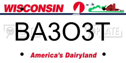 BA3O3T Wisconsin License Plate