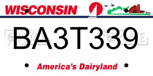 BA3T339 Wisconsin License Plate