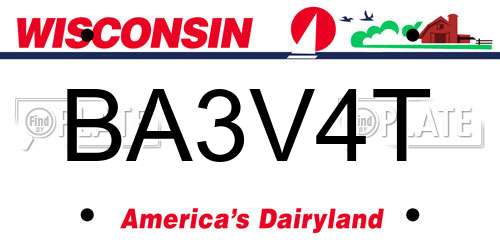 BA3V4T Wisconsin License Plate