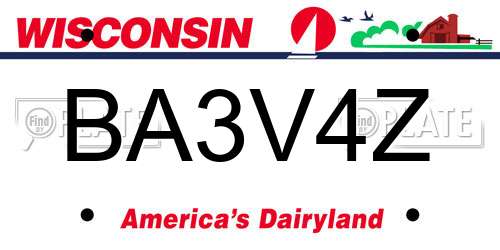 BA3V4Z Wisconsin License Plate