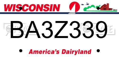 BA3Z339 Wisconsin License Plate