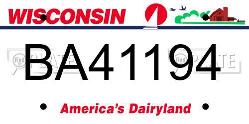 BA41194 Wisconsin License Plate