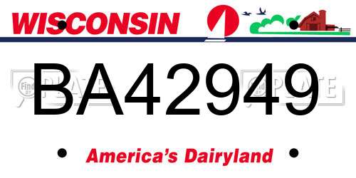 BA42949 Wisconsin License Plate