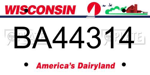 BA44314 Wisconsin License Plate