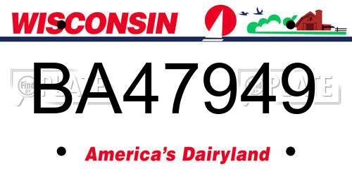 BA47949 Wisconsin License Plate