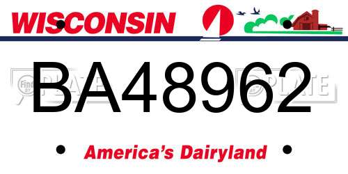 BA48962 Wisconsin License Plate