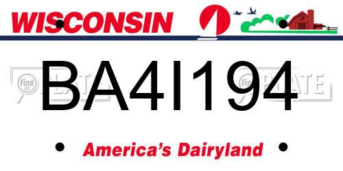 BA4I194 Wisconsin License Plate