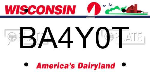 BA4Y0T Wisconsin License Plate