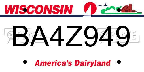 BA4Z949 Wisconsin License Plate