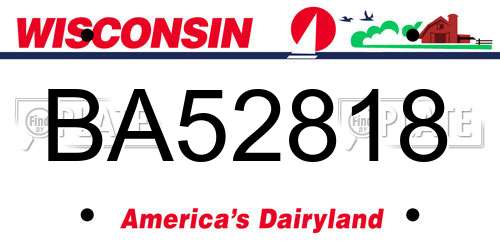 BA52818 Wisconsin License Plate
