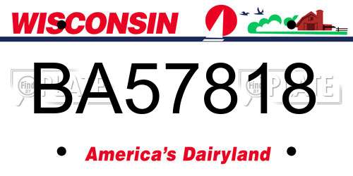 BA57818 Wisconsin License Plate