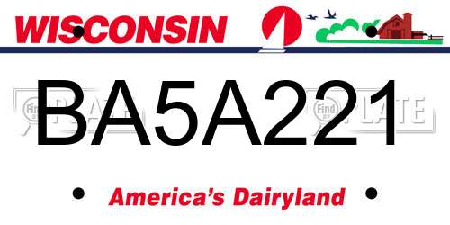 BA5A221 Wisconsin License Plate