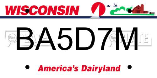 BA5D7M Wisconsin License Plate