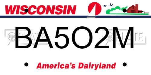 BA5O2M Wisconsin License Plate