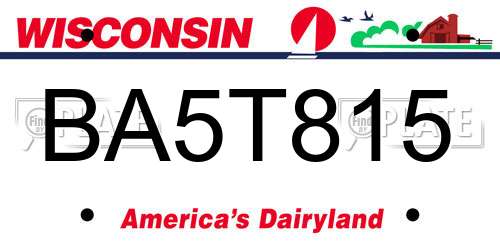 BA5T815 Wisconsin License Plate