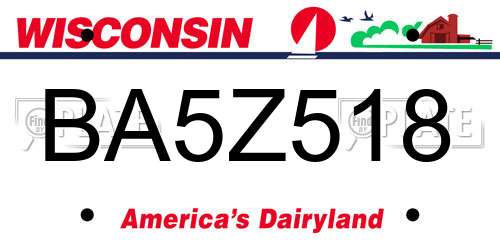 BA5Z518 Wisconsin License Plate