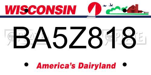 BA5Z818 Wisconsin License Plate