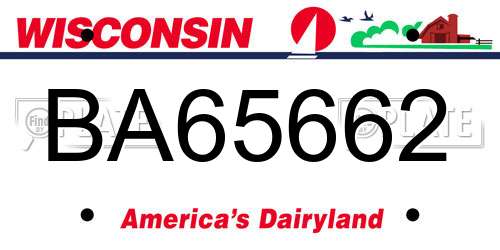 BA65662 Wisconsin License Plate