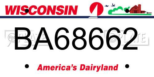 BA68662 Wisconsin License Plate