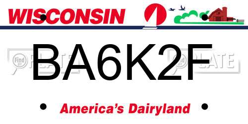 BA6K2F Wisconsin License Plate