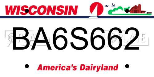 BA6S662 Wisconsin License Plate
