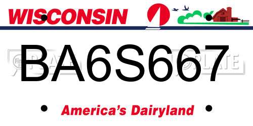 BA6S667 Wisconsin License Plate