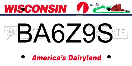 BA6Z9S Wisconsin License Plate