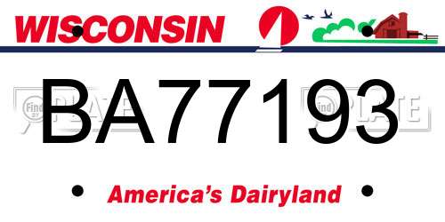 BA77193 Wisconsin License Plate